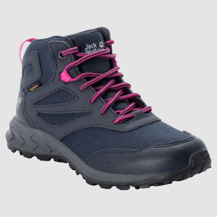 Jack Wolfskin Kids Woodland Texapore Mid Hiking Boots Dark Blue/Pink 694375IVT